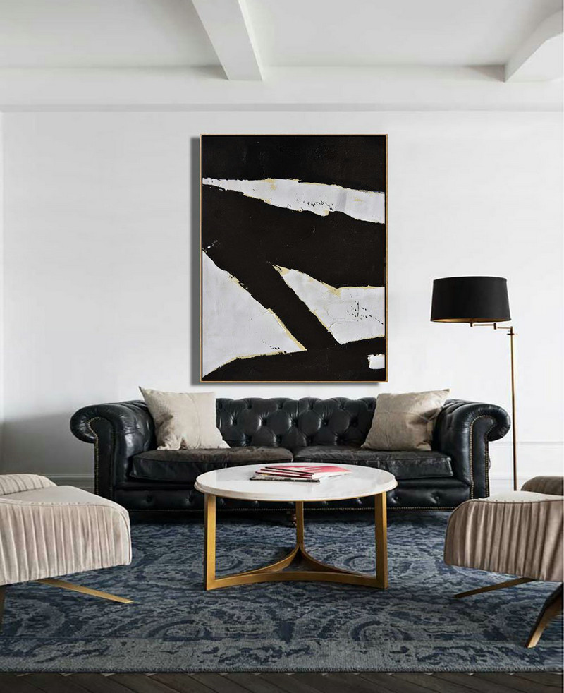 Hand Made Abstract Art,Minimalist Painting On Canvas, Palette Knife Vertical Minimal Art - Large Oil Canvas Art